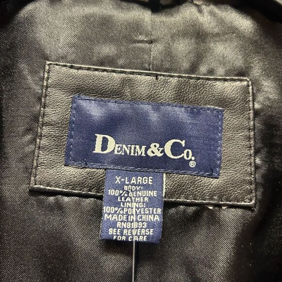 Denim&Com ladies xl black leather jacket - Picture 4 of 4